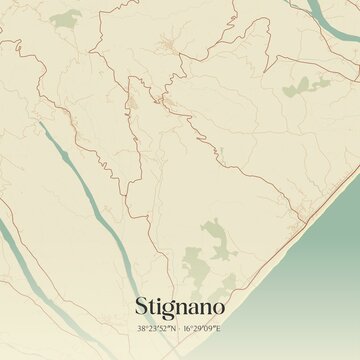 Vintage map of Stignano, Italy.