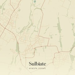 Vintage map of Sulbiate, Italy.
