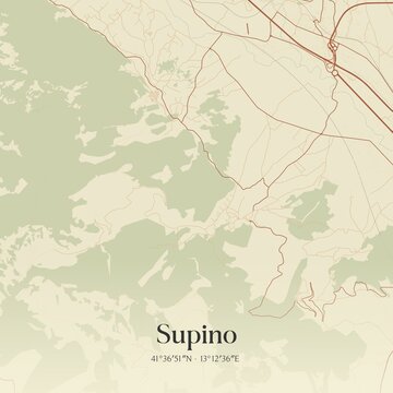 Vintage map of Supino, Italy.