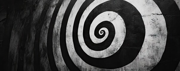 Hypnotic spiral on grunge wall; abstract background