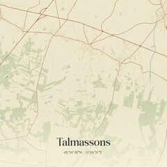 Vintage map of Talmassons, Italy.