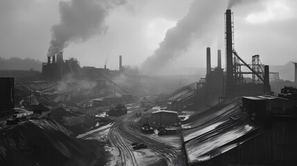 Location of industrial activities and scale of coal mining operations.
