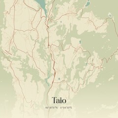 Vintage map of Taio, Italy.