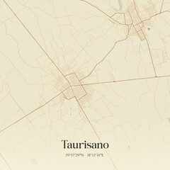 Vintage map of Taurisano, Italy.