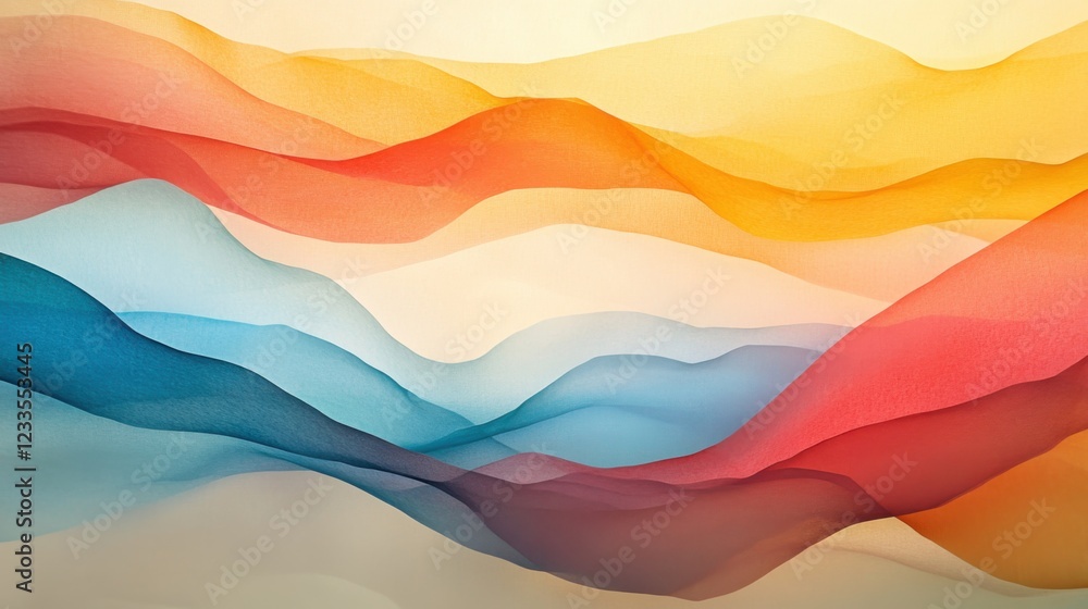 Poster abstract background with colorful wavy lines. 3d render illustration.