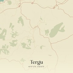 Fototapeta premium Vintage map of Tergu, Italy.
