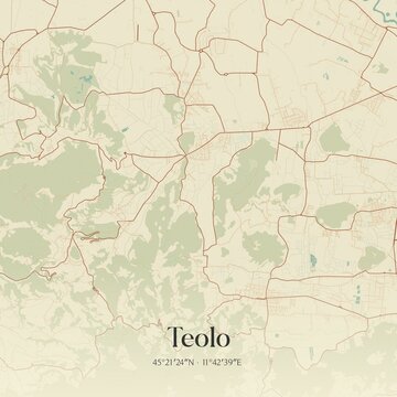 Vintage map of Teolo, Italy.