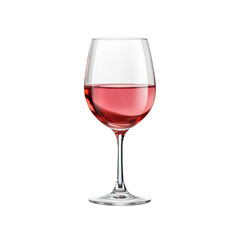 A glass filled with pink wine, showcasing its elegant shape and vibrant color, Isolated on white background.