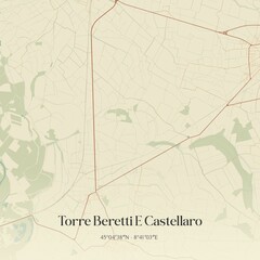 Vintage map of Torre Beretti E Castellaro, Italy.