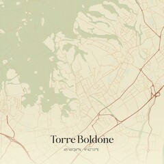 Vintage map of Torre Boldone, Italy.