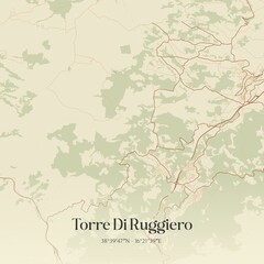 Obraz premium Vintage map of Torre Di Ruggiero, Italy.