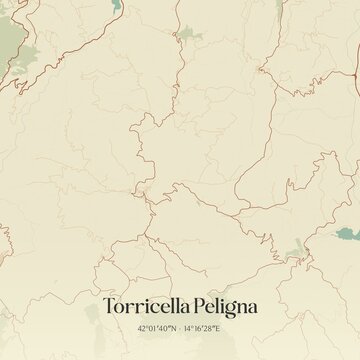 Vintage map of Torricella Peligna, Italy.