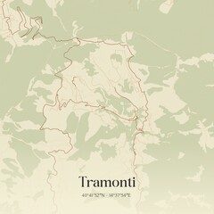 Obraz premium Vintage map of Tramonti, Italy.