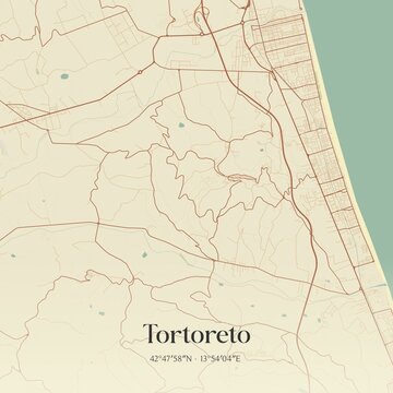 Vintage map of Tortoreto, Italy.