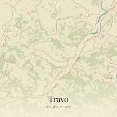 Obraz premium Vintage map of Travo, Italy.