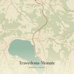 Vintage map of Travedona-Monate, Italy.