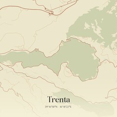 Vintage map of Trenta, Italy.