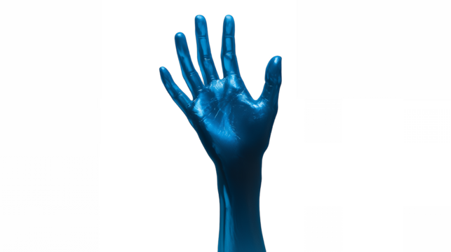 a blue glowing hand on a transparent background, PNG image, PNG file, Generative art. - Powered by Adobe