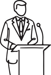 Elegant Line Drawing of a Conference Speaker in Action