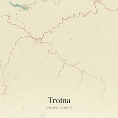 Fototapeta premium Vintage map of Troina, Italy.