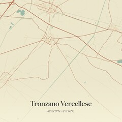 Vintage map of Tronzano Vercellese, Italy.
