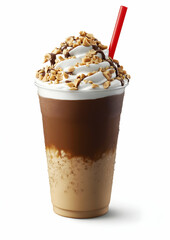 Delicious Iced Coffee with Whipped Cream and Peanuts