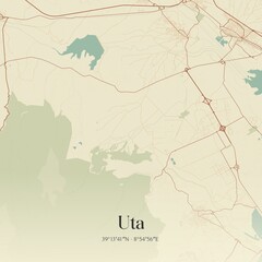 Vintage map of Uta, Italy.