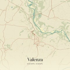Fototapeta premium Vintage map of Valenza, Italy.