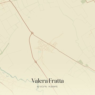 Vintage map of Valera Fratta, Italy.