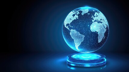 Global network connection, digital earth, futuristic technology, dark background, website header