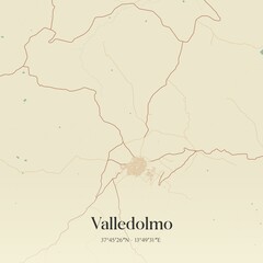 Fototapeta premium Vintage map of Valledolmo, Italy.