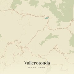 Vintage map of Vallerotonda, Italy.