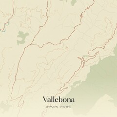 Vintage map of Vallebona, Italy.