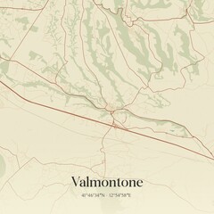 Vintage map of Valmontone, Italy.