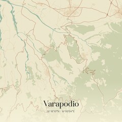 Vintage map of Varapodio, Italy.
