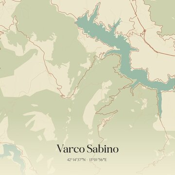 Vintage map of Varco Sabino, Italy.