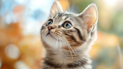 Obraz premium Adorable Kitten Gazing Upwards