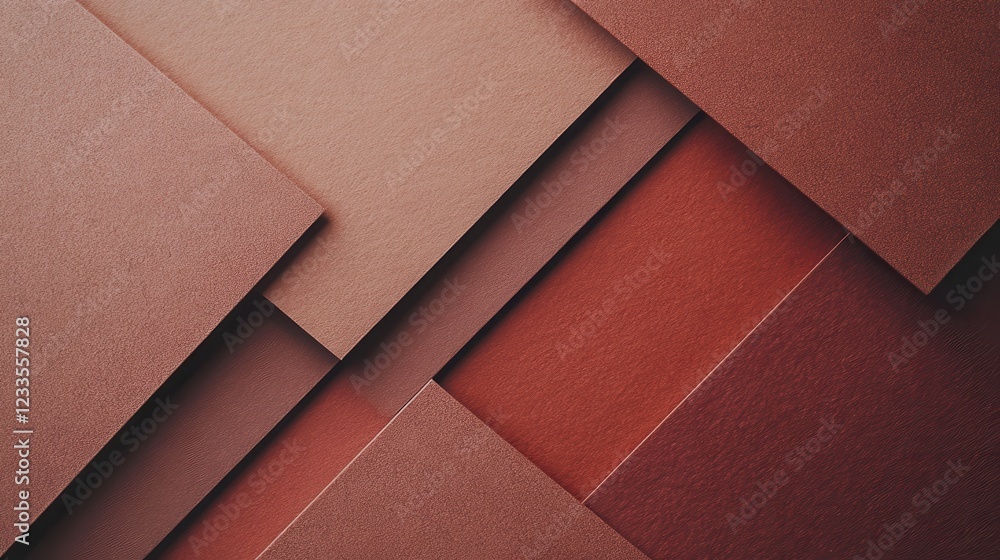 Aufkleber abstract geometric background from red and brown paper sheets. minimal style.