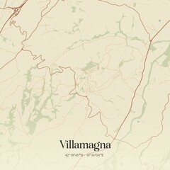 Fototapeta premium Vintage map of Villamagna, Italy.