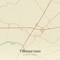 Vintage map of Villamarzana, Italy.