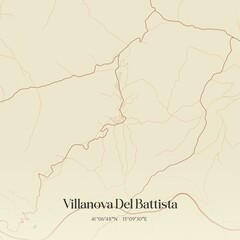 Vintage map of Villanova Del Battista, Italy.