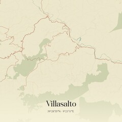 Vintage map of Villasalto, Italy.