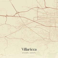 Vintage map of Villaricca, Italy.