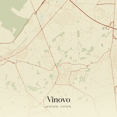 Vintage map of Vinovo, Italy.