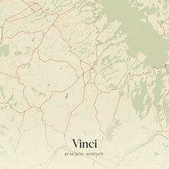 Vintage map of Vinci, Italy.