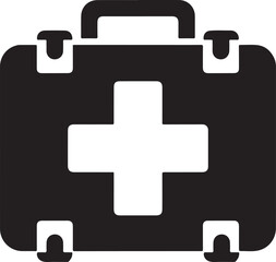 Obraz premium Silhouette vector EPS of a first aid box. Ideal for medical, healthcare, emergency, safety, hospital, pharmacy, rescue, and wellness-related design projects.