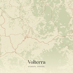 Vintage map of Volterra, Italy.