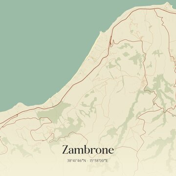 Vintage map of Zambrone, Italy.