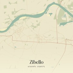 Vintage map of Zibello, Italy.