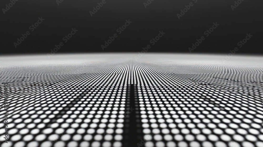 Wall mural abstract grayscale grid pattern, dots converging to vanishing point.